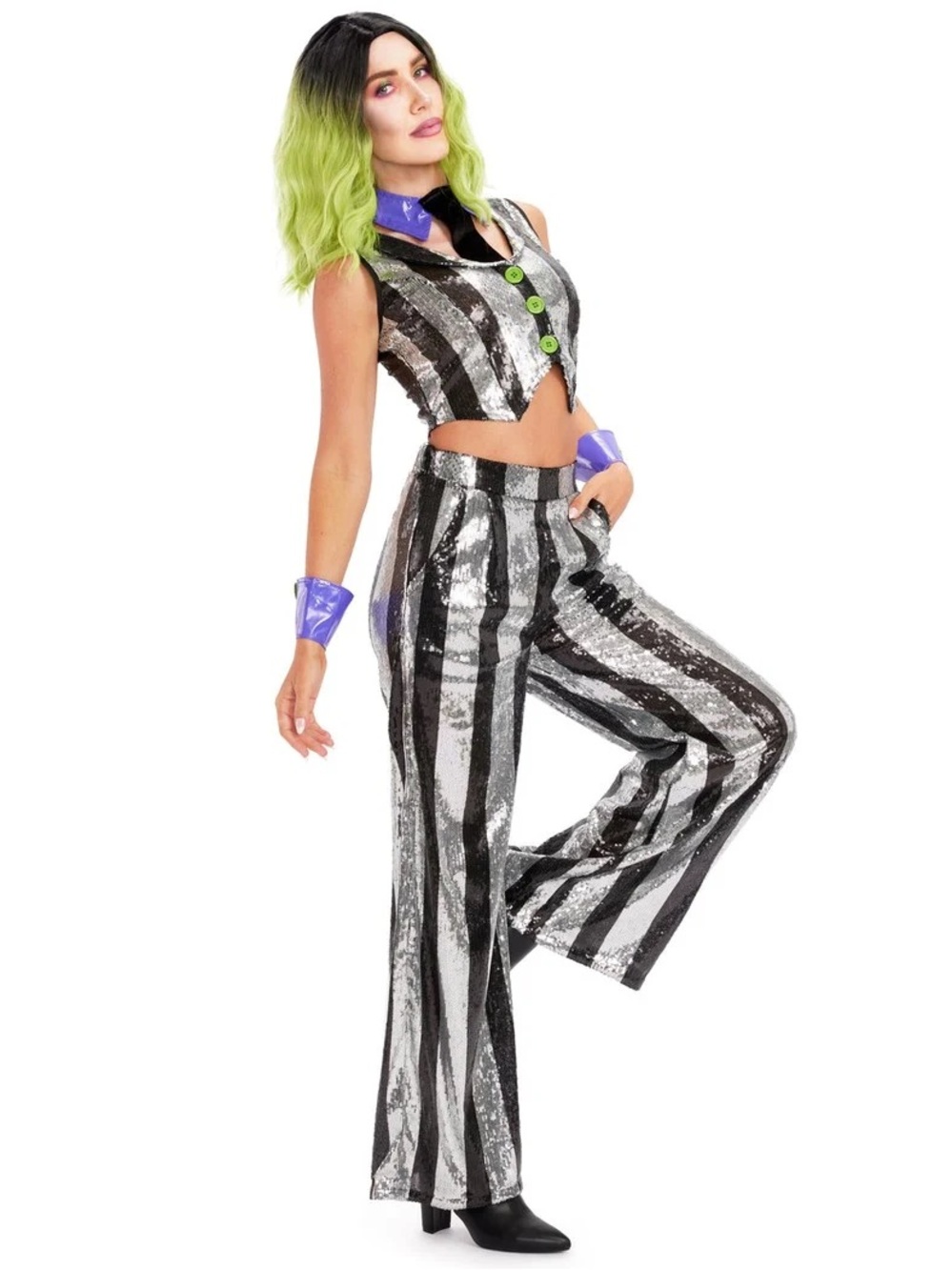 Tipsy Elves women’s Beetle Babe Beetlejuice Halloween sequin costume. NWT! Small